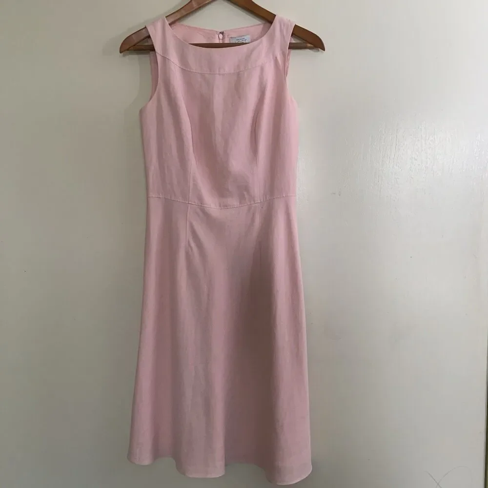 Ann Taylor Loft Dress Size 0 Lined Pink Sleeveless Invisible Zipper - Picture 2 of 15